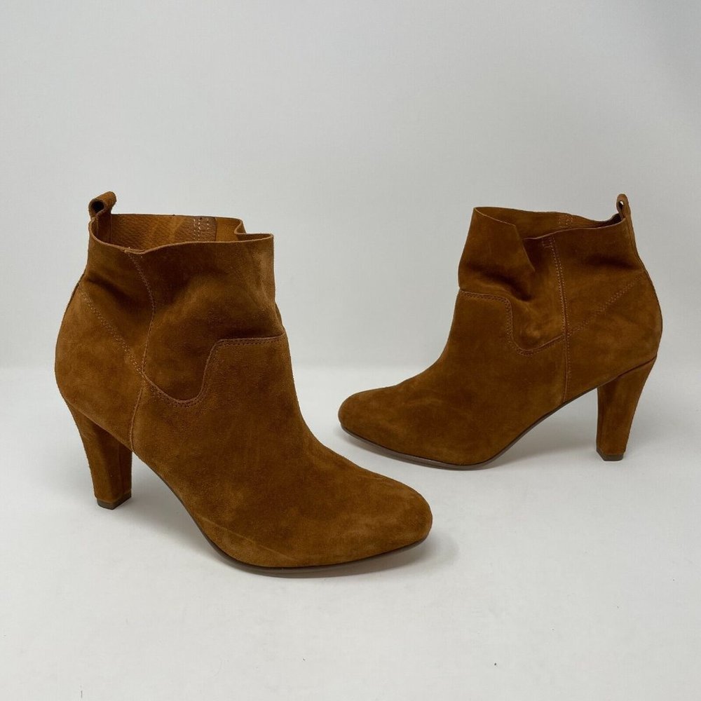 Sole Society Size 7 Cognac Brown Suede Heeled Laurel Boots Booties Ankle